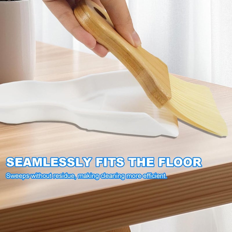 BSMstone Mini Broom and Dustpan Set Portable Hand Broom with Bamboo Handle Small Crumb Sweeper for Home, Bathroom, Kitchen, Car Interior, Office, Pet Areas (White) - Image 4